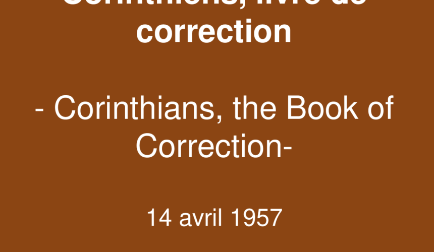 Corinthiens, livre de correction