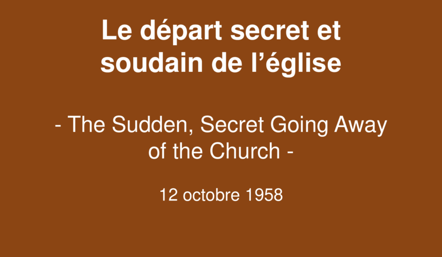 Le départ secret et soudain de l&rsquo;église